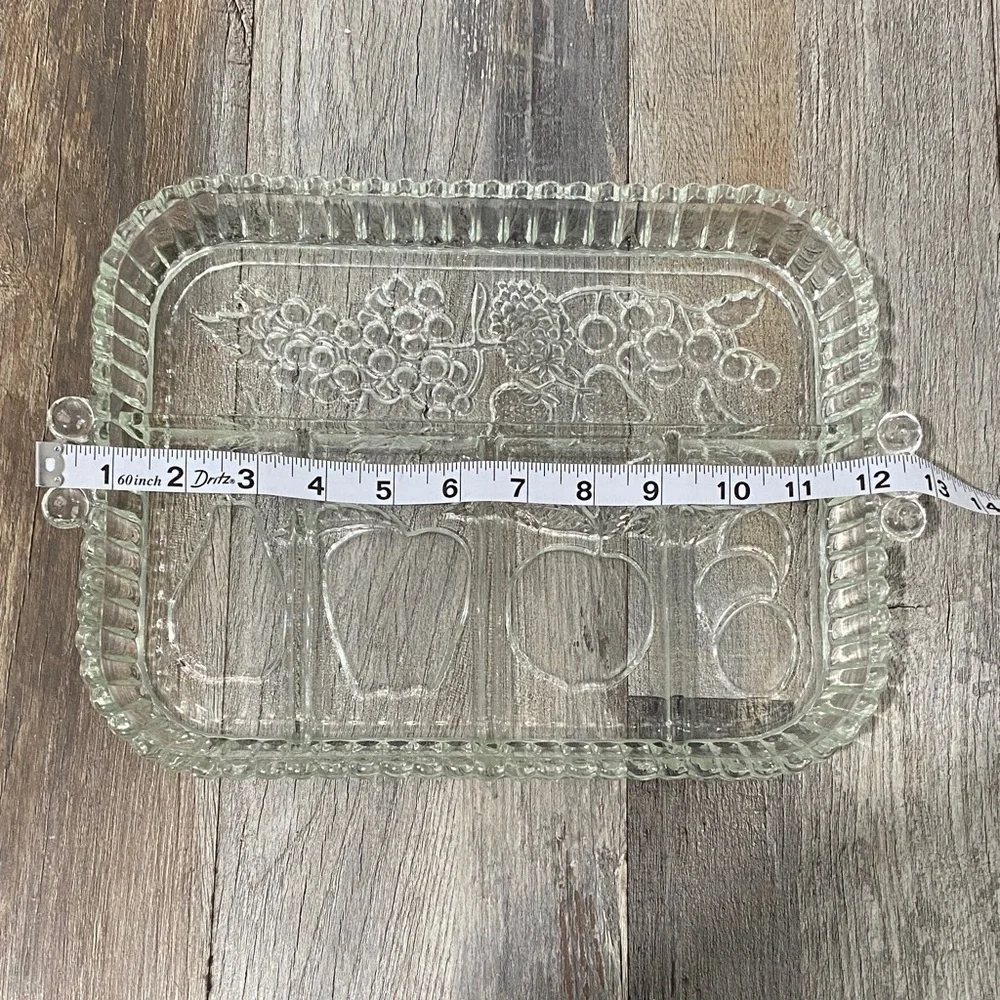 Vintage Indiana Glass Fruit Design 5 Divided Tray
